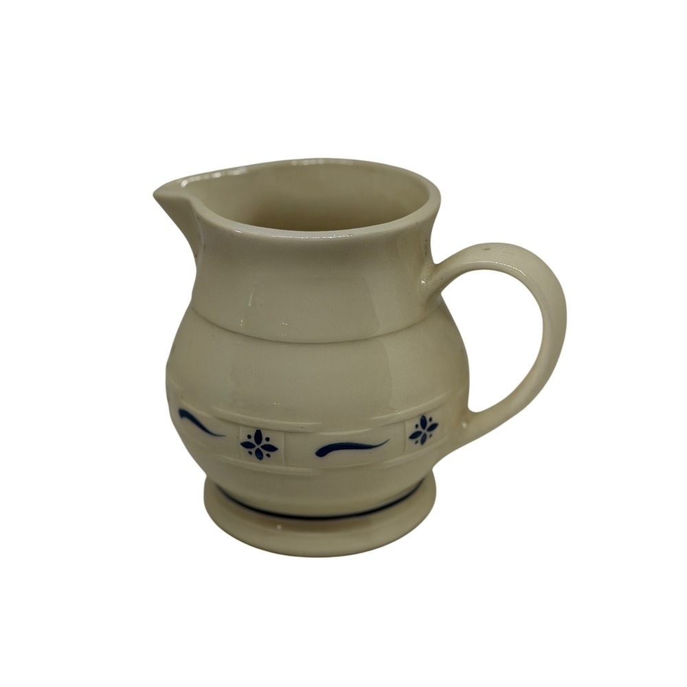 VTG Longaberger Woven Traditions Classic Blue Pitcher Pottery Farmhouse Decor 6"